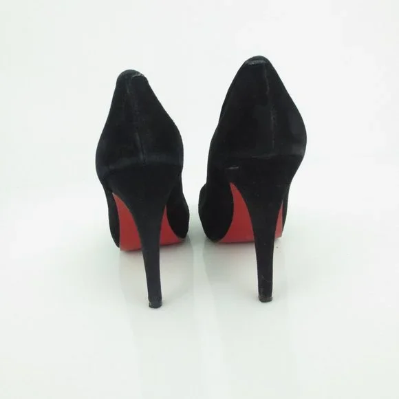Christian Louboutin BIANCA 120 Black Suede Leather Platform Heels Pumps Shoes 37 - Picture 4 of 5